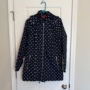 Merona Navy and White Polka Dot Hooded Jacket